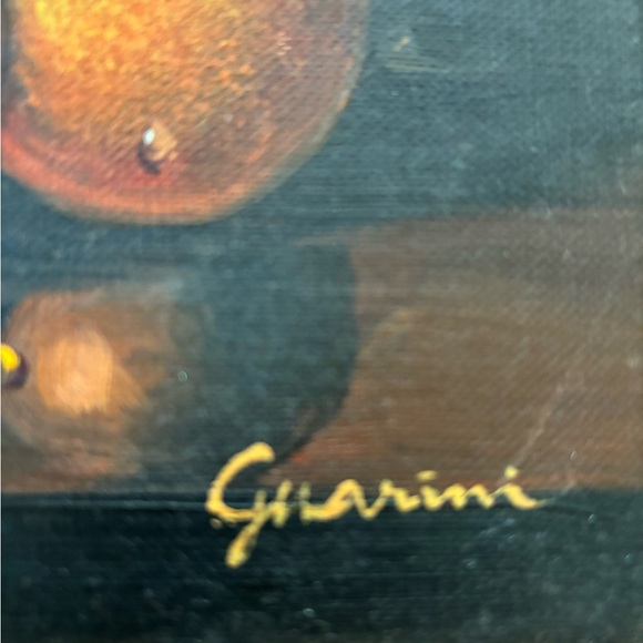 Original Painting Fruit Orange Dark Green Distressed Vintage Styled Mat Frame - Picture 3 of 13